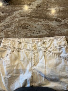 White Casual Button-Front Pants Wide Leg